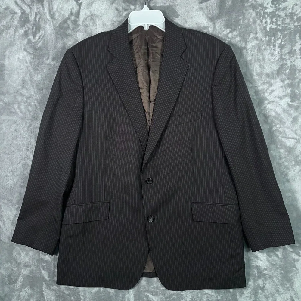 Brooks Brothers Regent Suit Jacket Mens 44R Gray Brown Striped Wool Blazer Italy